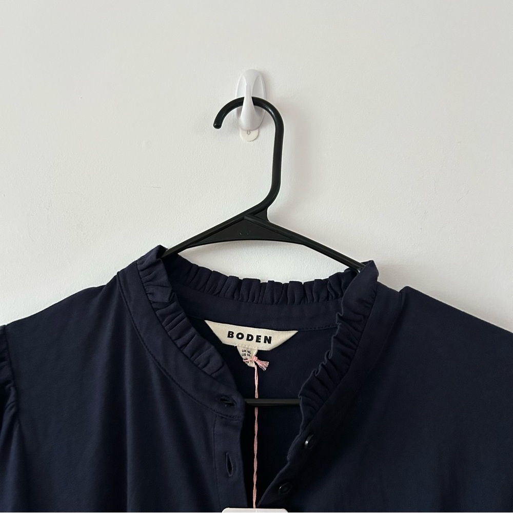 NWT Boden Julia Jersey Shirt Dress Cotton Blend Navy Size 14L - Picture 3 of 6